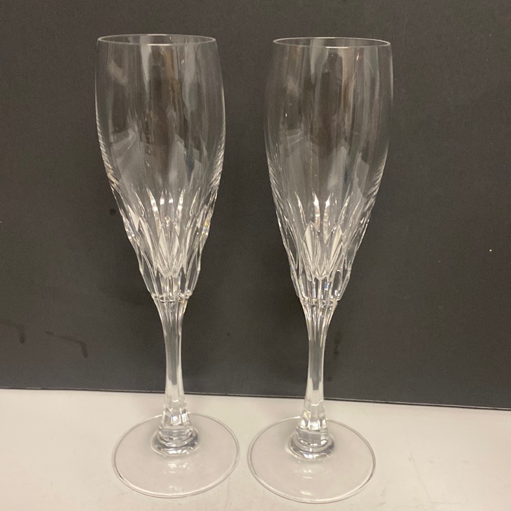 Toselli SPIEGELAU Champagne Flute Glasses Clear Round 8.5”H Set of 2